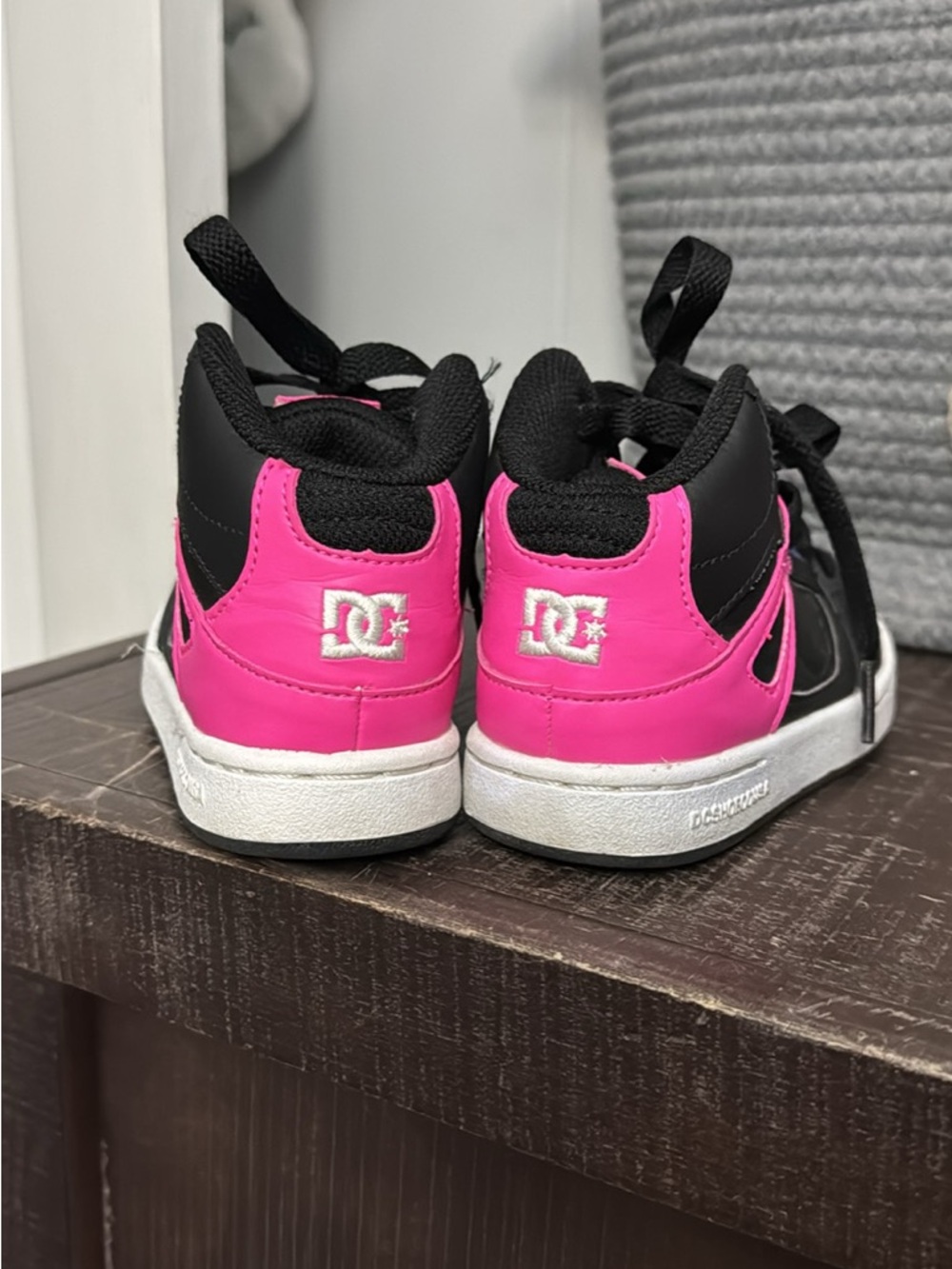 DC Kids' Black and Hot Pink High-Top Sneakers